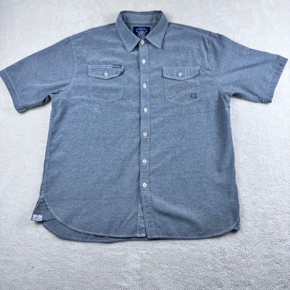 Mens 2XL Short Sleeve Button Down Casual Shirt Grey AKDMKS - Picture 1 of 14